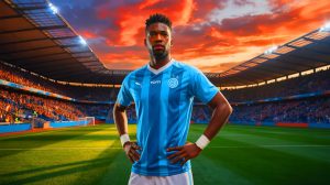 Illustration de Johan Bakayoko, potentiel nouveau renfort de l'OM lors du mercato estival. Image réalisée par IA.