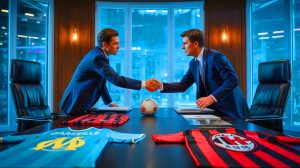 La tension monte à Marseille : négociations intenses pour un prêt de Bennacer malgré le refus initial de l’AC Milan Illustration de l'incertitude autour du transfert d'Ismaël Bennacer à l'OM. Image réalisée par IA.