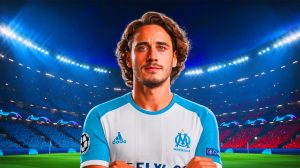 Illustration de la décision d'Adrien Rabiot de rester à l'OM pour la Ligue des Champions. Image réalisée par IA.