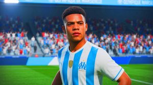 Illustration de Junior Mwanga en maillot de l'Olympique de Marseille, convoité par plusieurs clubs. Image réalisée par IA.
