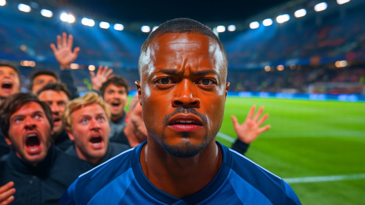 « Le diable est dans les détails » : cette révélation fracassante sur le craquage d’Evra secoue l’OM et laisse les fans en émoi Illustration de l'altercation entre Patrice Evra et un supporter de l'OM avant un match de Ligue Europa. Image réalisée par IA.