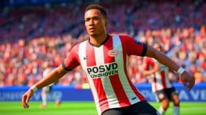 Illustration de Noa Lang en discussion pour un transfert entre le PSV Eindhoven et Naples. Image réalisée par IA.