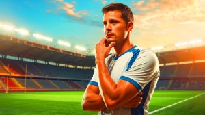 Illustration de Valentin Rongier envisageant un départ de l'OM pour l'étranger. Image réalisée par IA.