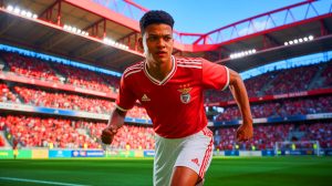 Illustration de Amar Dedic lors de son transfert à Benfica Lisbonne. Image réalisée par IA.