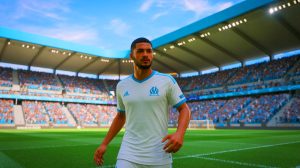 Illustration de Azzedine Ounahi en maillot de l'Olympique de Marseille. Image réalisée par IA.