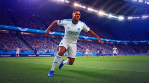 Illustration de Valentin Rongier avec le maillot de l'Olympique de Marseille. Image réalisée par IA.