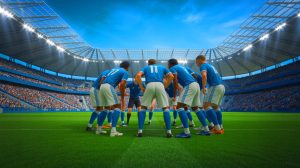 Illustration de l'équipe de l'OM se préparant pour le match amical contre Gérone, générée par intelligence artificielle.