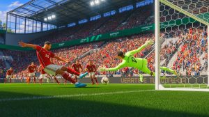 Illustration de Mason Greenwood transformant un penalty lors du match amical entre l'OM et Gérone, générée par intelligence artificielle.