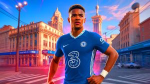 Illustration de Wesley Fofana à Marseille, générée par intelligence artificielle.