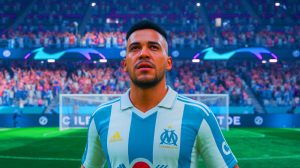 Illustration de Facundo Medina lors de sa présentation à l'Olympique de Marseille, générée par intelligence artificielle.