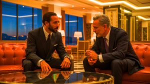Illustration de la rencontre entre Medhi Benatia et le père d'Igor Paixao, générée par intelligence artificielle.