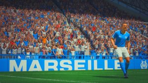 Illustration de Frank Leboeuf lors de son passage à l'OM, générée par intelligence artificielle.
