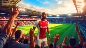 Illustration de l'éventuel transfert d'André Ayew à l'AC Ajaccio, générée par intelligence artificielle.