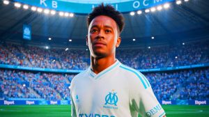 Illustration de l'arrivée d'Angel Gomes à l'OM, générée par intelligence artificielle.