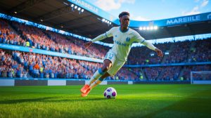 Illustration de Timothy Weah, cible de l'OM pour renforcer le flanc droit. Image réalisée par IA.