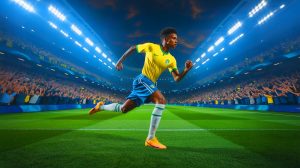 Illustration de l'intérêt de Leeds United pour l'ailier brésilien Igor Paixao, générée par intelligence artificielle.