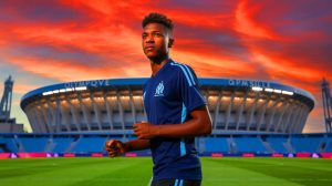 Illustration de Gaël Lafont quittant l'Olympique de Marseille, générée par intelligence artificielle.