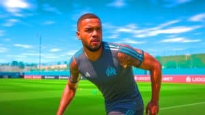 Illustration de Faris Moumbagna prêt à faire son retour à l'OM pour la Ligue des Champions. Image réalisée par IA.