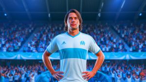 Illustration de Adrien Rabiot de retour à Marseille, générée par intelligence artificielle.