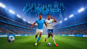 Illustration de l'ambitieux mercato de l'Olympique de Marseille avec une quarantaine de joueurs ciblés. Image réalisée par IA.