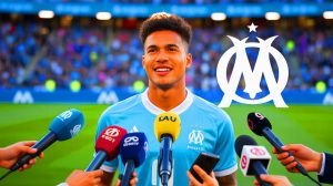 Illustration de la présentation officielle d'Igor Paixão à l'Olympique de Marseille.