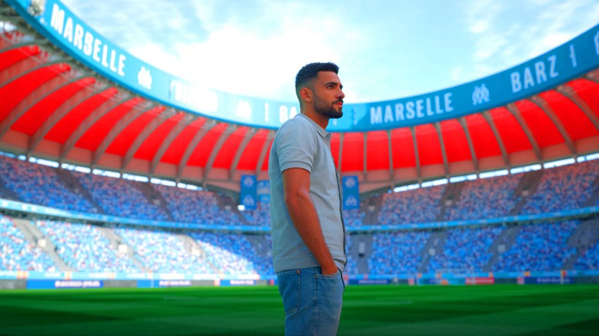 Illustration de Riyad Mahrez évoquant son rêve inachevé de jouer pour l'Olympique de Marseille.
