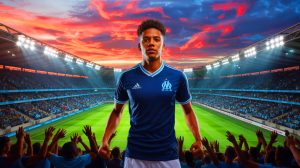 Illustration de l'arrivée de Willian Pacho à l'Olympique de Marseille pour renforcer la défense du club.