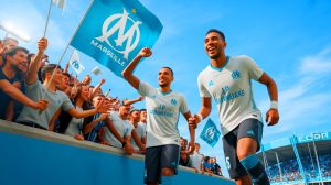 Illustration de l'arrivée de Pierre-Emerick Aubameyang et Igor Paixão à l'Olympique de Marseille.