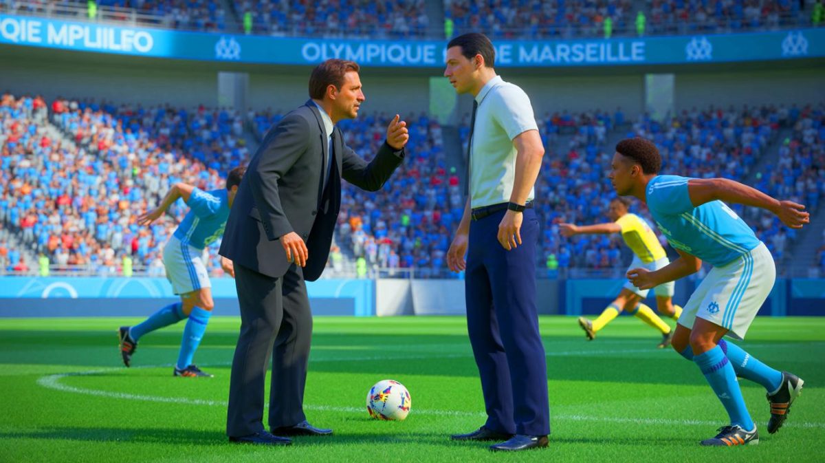 Illustration de Roberto De Zerbi et Geronimo Rulli à l'Olympique de Marseille.