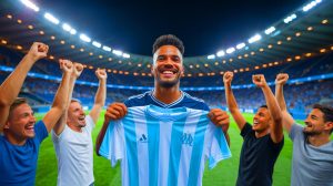 Illustration de Timothy Weah rejoignant l'Olympique de Marseille lors du mercato estival.