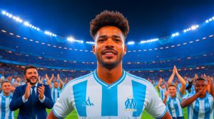 Illustration de l'arrivée de Benjamin Pavard à l'Olympique de Marseille, validée par Cyril Hanouna.