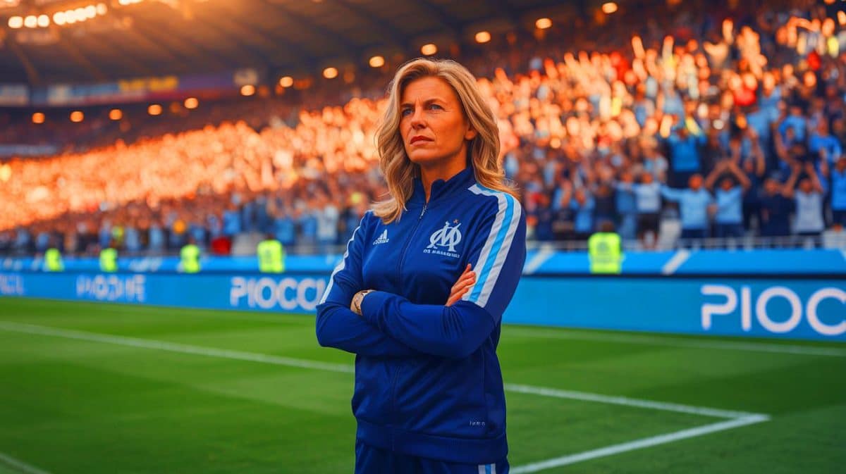 « L’OM a tout détruit » : Canal+ sous le choc après l’annulation inattendue de la signature (et ça vous concerne aussi) Illustration de Corinne Diacre, nouvelle entraîneure de l'Olympique de Marseille, après avoir annulé son engagement avec Canal+.