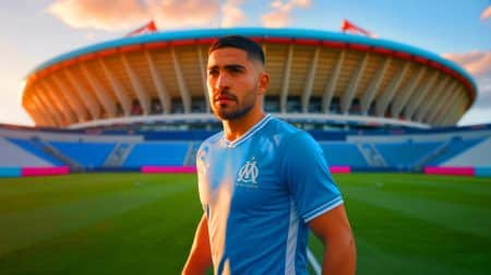 Illustration de Neal Maupay lors d'un entraînement avec l'Olympique de Marseille.